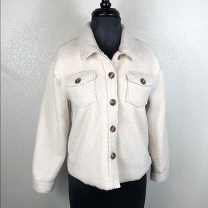 Chelsea & Violet Shacket Oatmeal Sherpa Like Teddy Jacket Girls Size Large